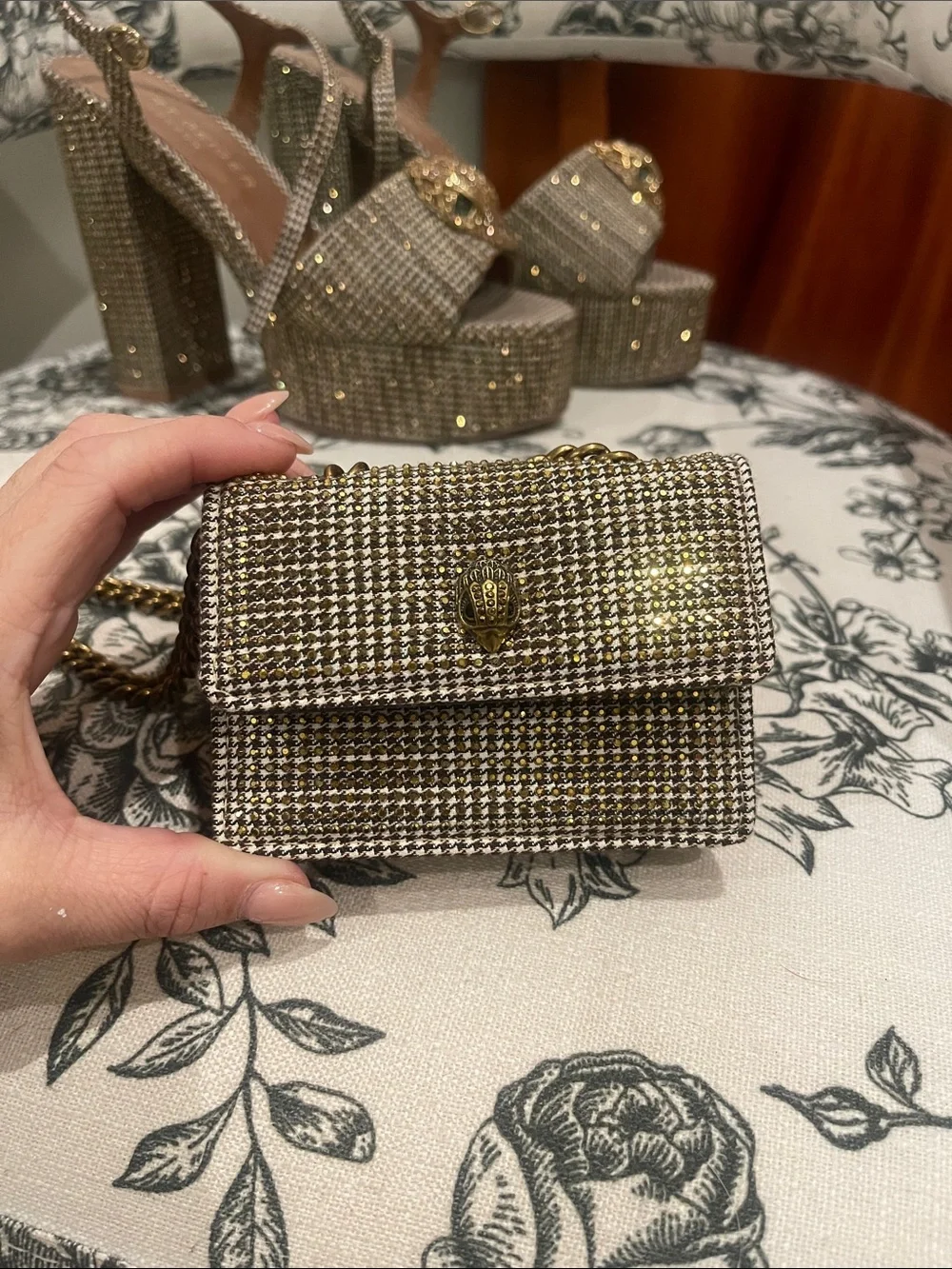 Kurt Geiger Metallic Woven Platform Slingbacks in Gold and Silver
